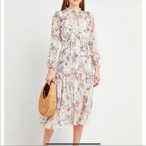 Anthropologie O.P.T Felicity Floral Ruffle Tiered Chiffon Midi Dress